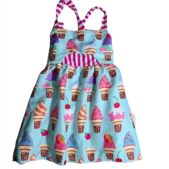 Toddler Baby Girls Summer Skirt Ice Cream Print Sleeveless Strap Backless Dress - Picture 6 of 7